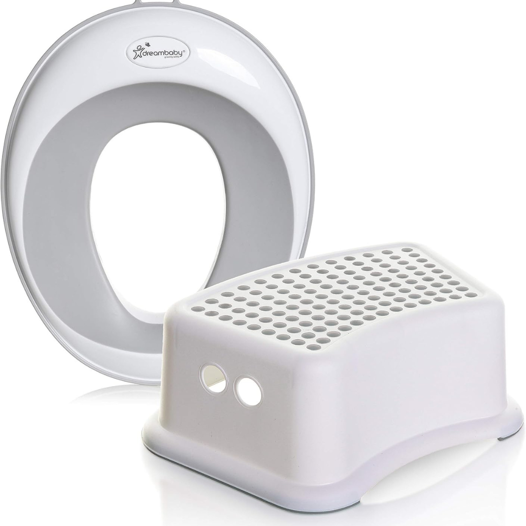 Dreambaby Ezy-slimline toilet trainer seat and step stool - Grey and white